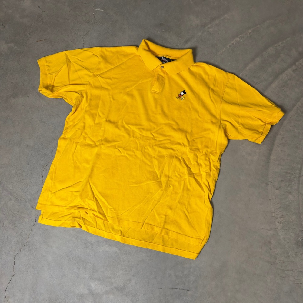Vintage Disney Originals Mickey Mouse Polo Shirt Mens XL Yellow Embroidered 90s